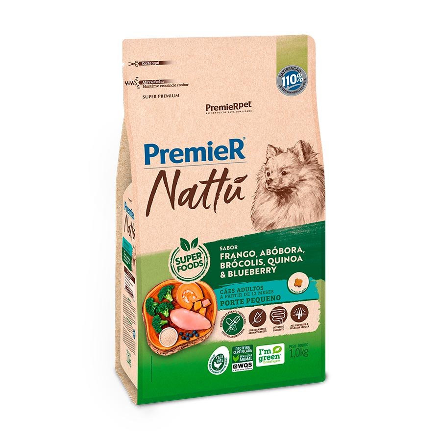 Premier Nattu Cães Adultos Raças Pequenas Abóbora 1kg
