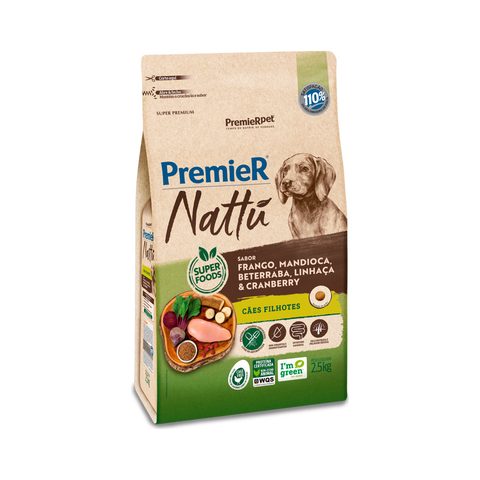 Premier Nattu Cães Filhotes Mandioca 2,5kg