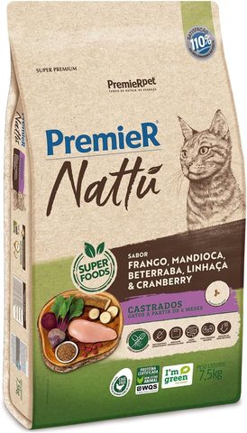 Premier Nattu Gatos Castrados Mandioca 7,5kg