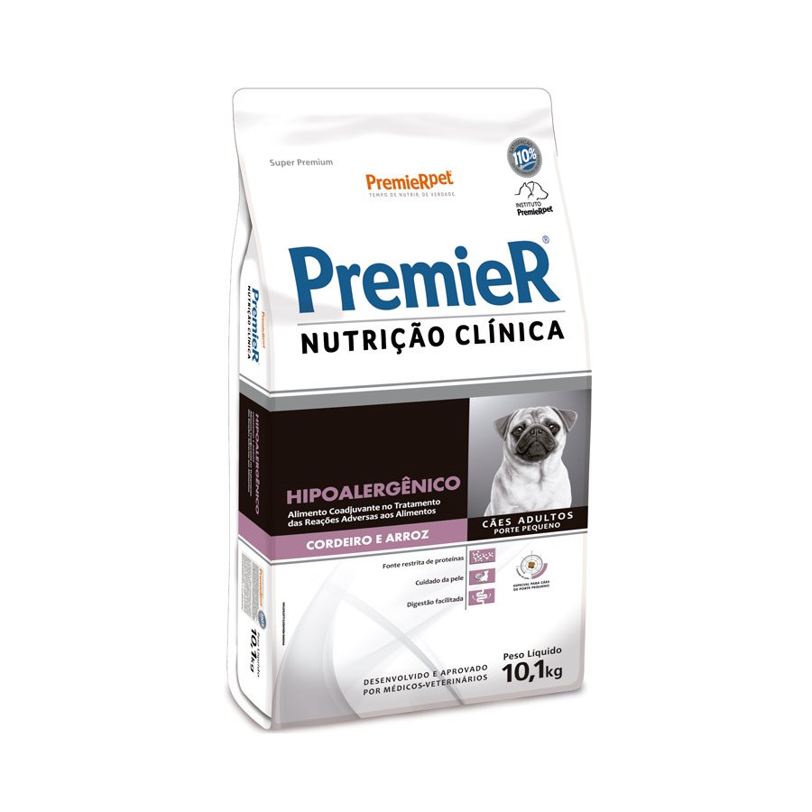 Ração Premier Nutrição Clínica Hipoalergênico para Cães de Pequeno Porte Cordeiro e Arroz 10,1kg