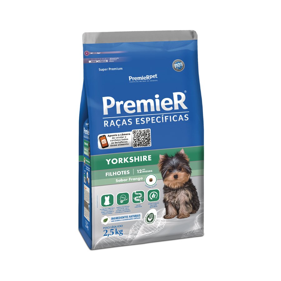 Ração PremieR Raças Específicas Yorkshire Filhote Sabor Frango, 2,5kg