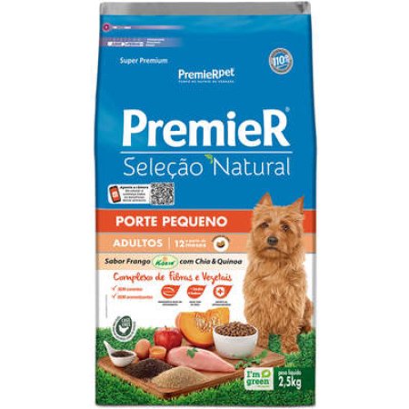 Ração Premier Pet Seleção Natural Frango Korin com Chia &amp; Quinoa Cães Adultos Raças Pequenas 2,5 Kg