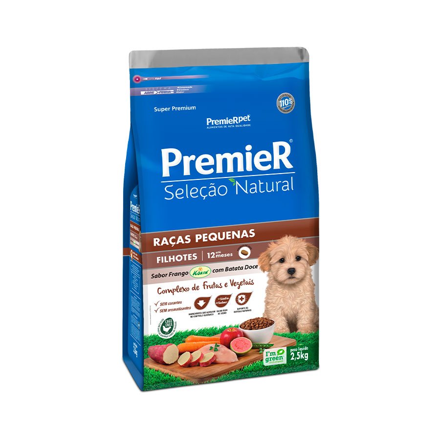 Ração Seleção Natural Premier para Cães Filhotes Raças Pequenas sabor Frango com Batata Doce 2,5Kg