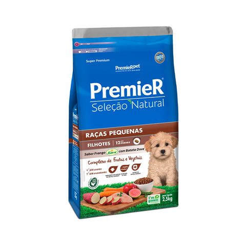 Ração Seleção Natural Premier para Cães Filhotes Raças Pequenas sabor Frango com Batata Doce 2,5Kg