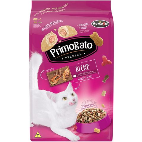 Ração Primogato Premium Blend 10,1KG CARNE, FRANGO e PEIXE