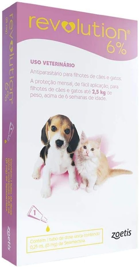 Revolution Cães e Gatos Filhotes até 2,5kg, 6% 0,25ml 15mg