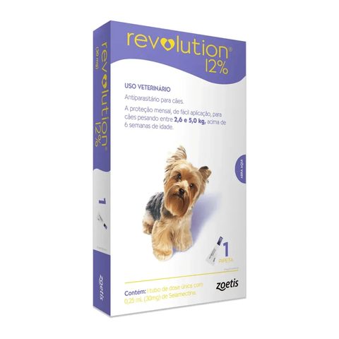 Revolution 30 Mg 12% Para Cães De 2,6 Kg A 5 Kg