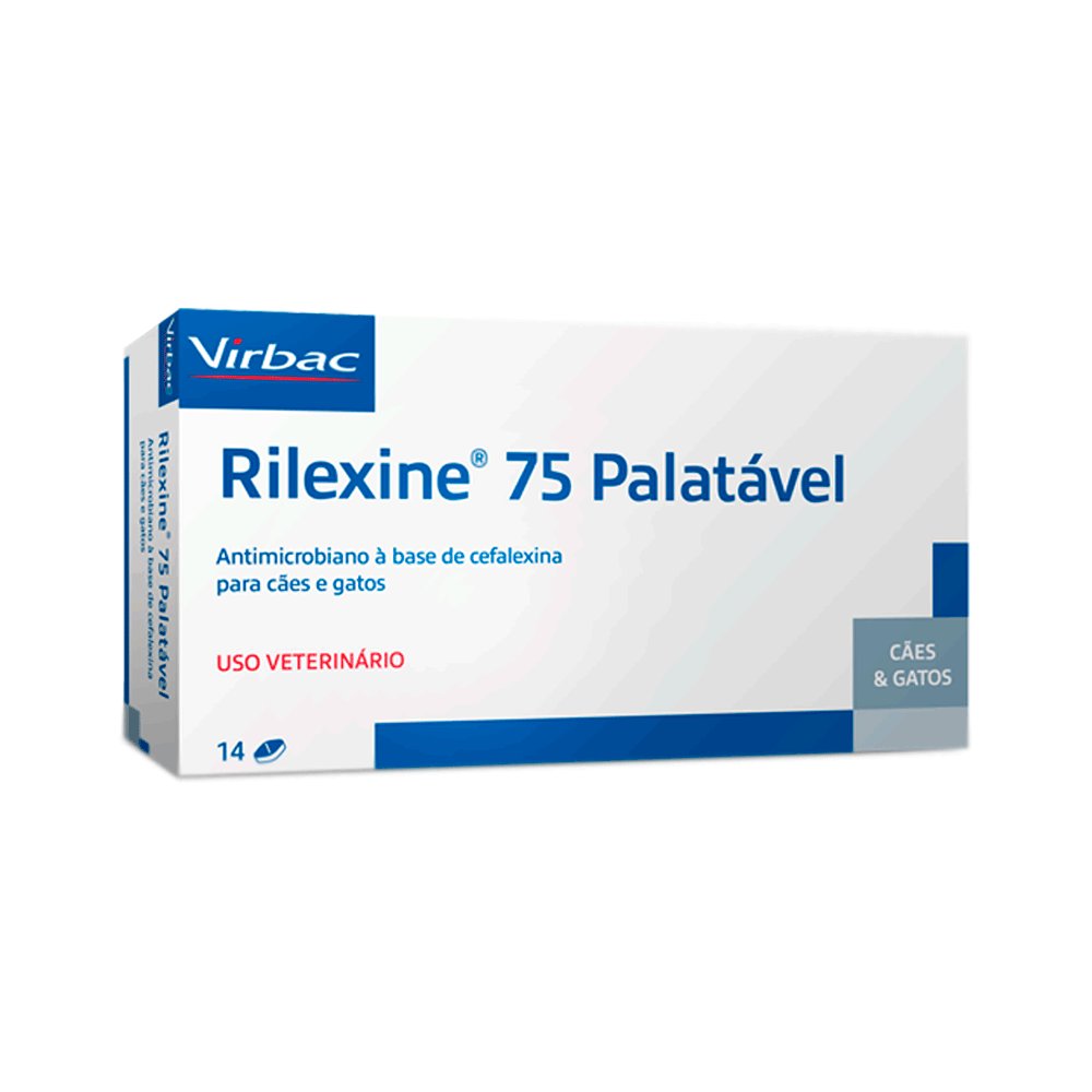 Antibiótico Rilexine 75mg Palatável para Cães e Gatos 14 Comprimidos