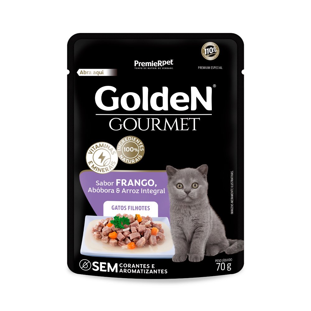 Sachê GoldeN Gourmet Gatos Filhotes sabor Frango 70g