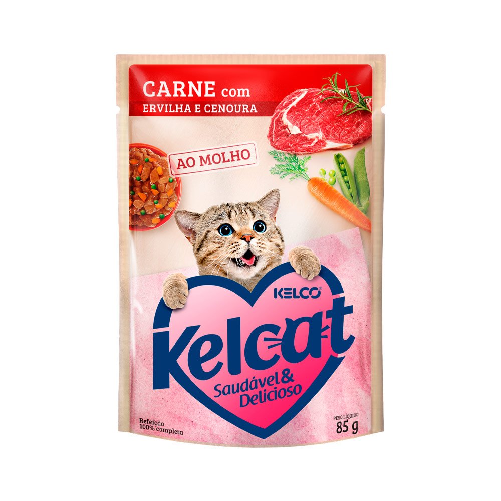Sachê Kelcat Carne Ervilha E Cenoura 85g