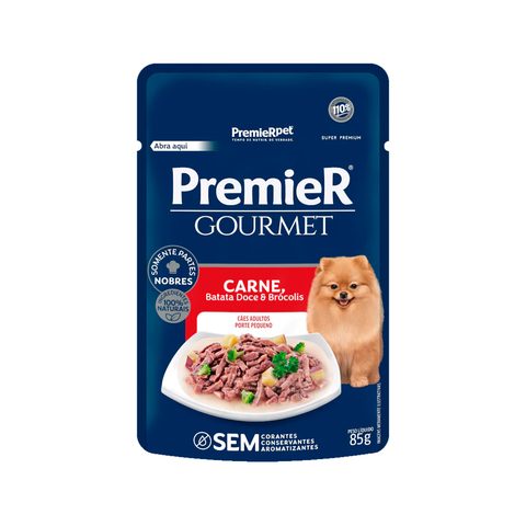 Sachê Premier Gourmet Cães Adultos Pequeno Porte Carne 85gr