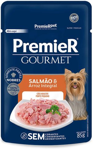 Sachê Premier Gourmet Cães Adultos Pequeno Porte Salmão 85gr