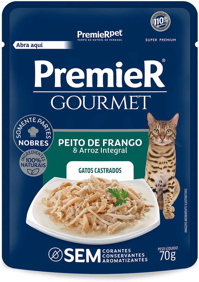 Sachê Premier Gourmet Gatos Adultos Orgânico Frango 70gr