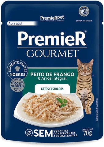 Sachê Premier Gourmet Gatos Adultos Orgânico Frango 70gr