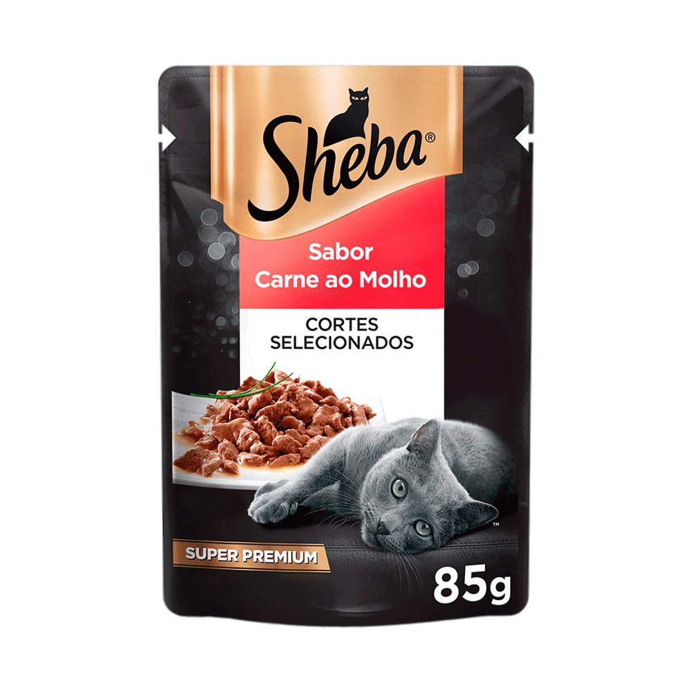 Ração Úmida Sheba Gatos Adultos Sachê Carne ao Molho 85 g