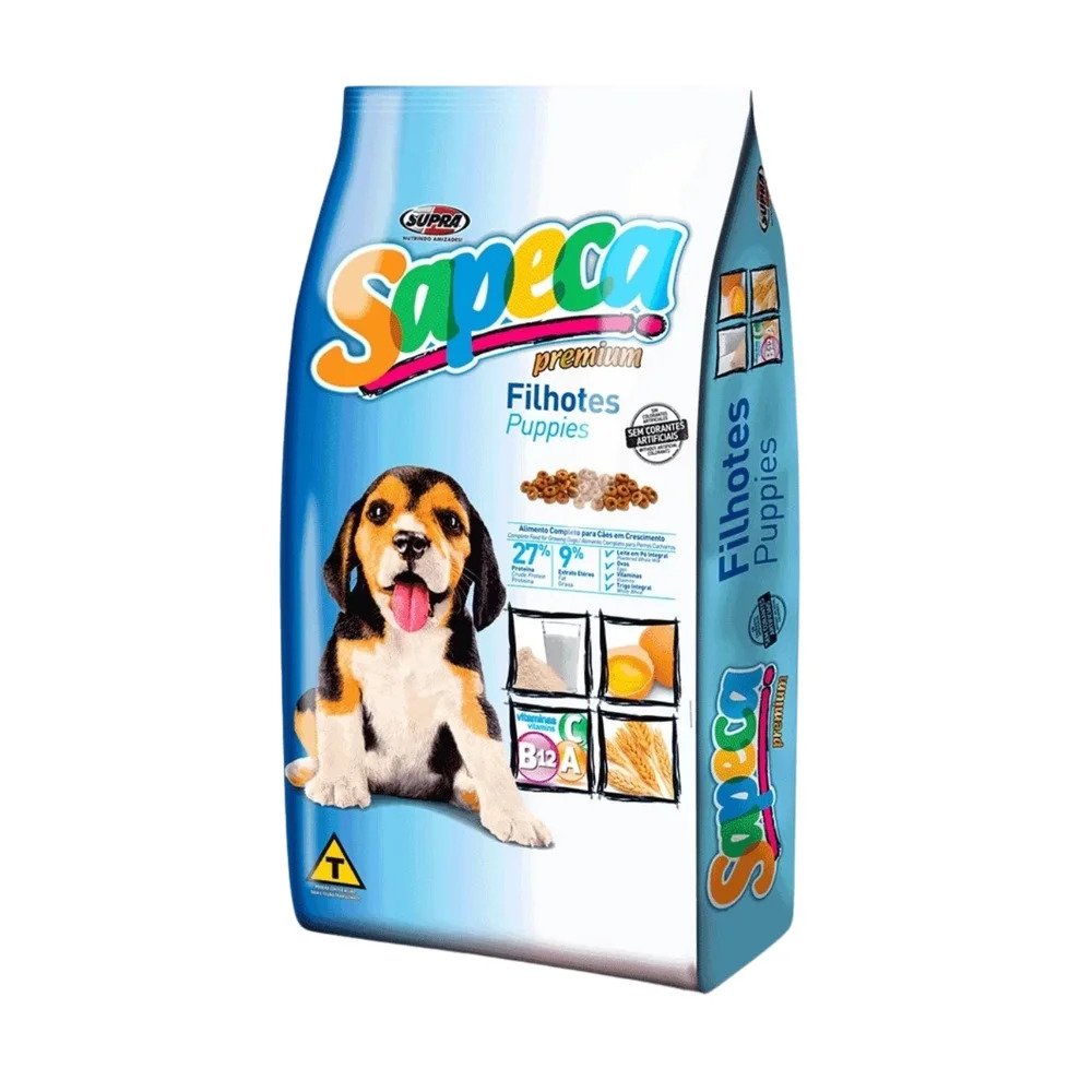 Ração Sapeca Premium Cães Filhotes Leite e Ovos, 10,1kg