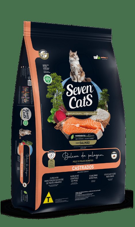 Ração Seven Cats Gatos Castrados Salmão 10kg