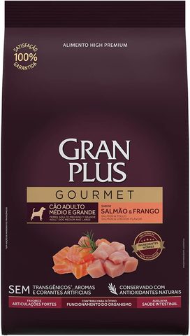 Ração Gran Plus Gourmet Cães Adultos Médios/Grandes Salmão e Frango 10,1kg