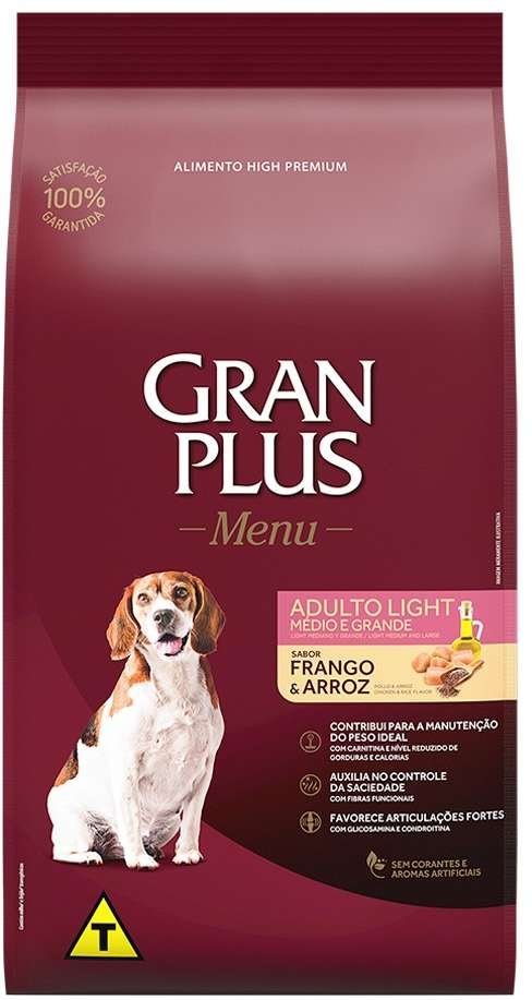 Gran Plus Menu Cães Adultos Light Médio E Grande 15kg