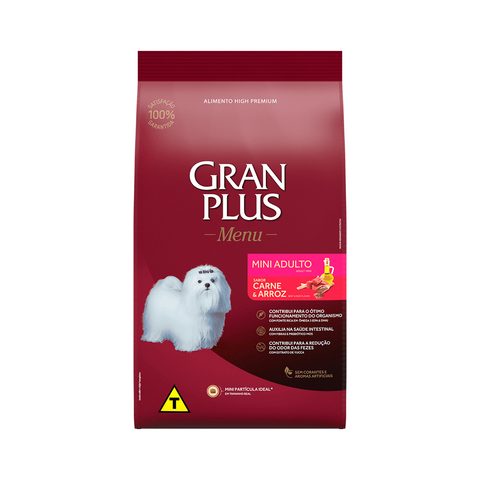 Gran Plus Menu Cães Adultos Mini Carne E Arroz 3kg
