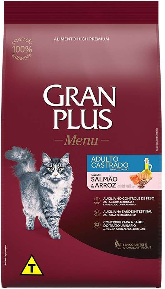 Ração GranPlus para Gatos Adultos Sabor Salmão e Arroz 1kg