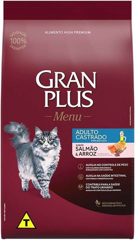 Ração GranPlus para Gatos Adultos Sabor Salmão e Arroz 1kg