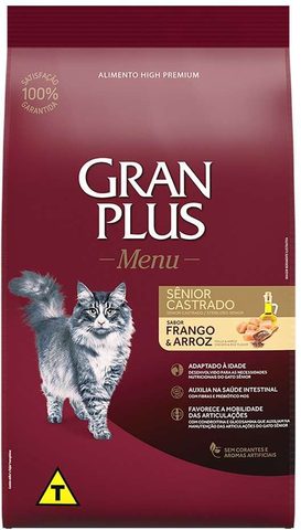 Gran Plus Menu Gatos Sênior Castrados Frango 3kg