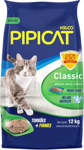 Areia Higiênica Pipicat Classic para Gatos 12kg