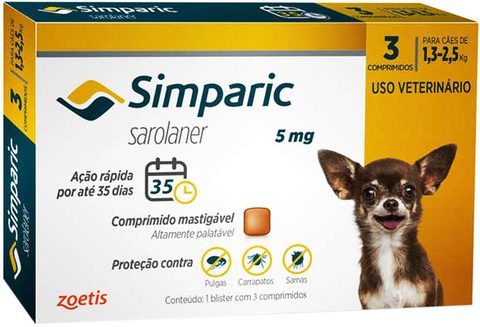 Simparic 05mg 1,3 À 2,5kg 3 Comprimidos