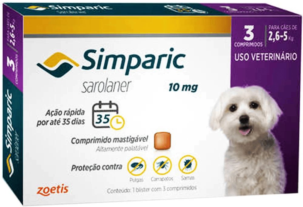 Simparic 10mg 2,6 À 5kg 3 Comprimidos