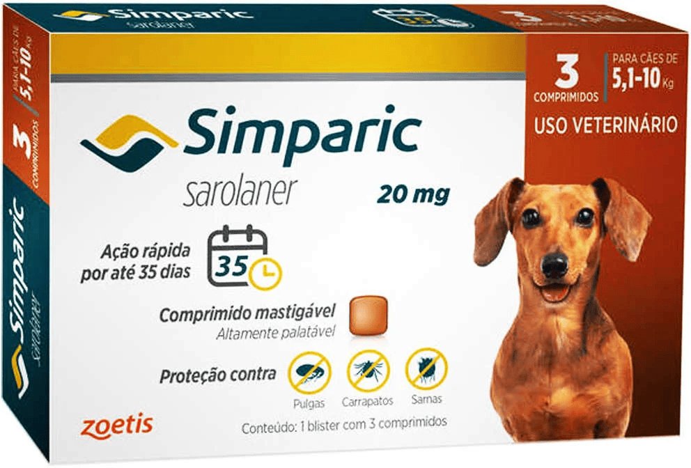Simparic 20mg 5,1 À 10kg 3 Comprimidos