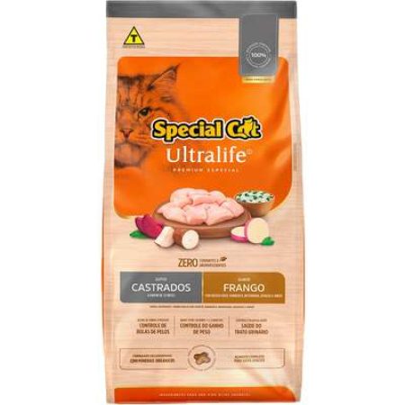 Ração Seca Special Cat Ultralife Frango e Arroz para Gatos Castrados 1kg