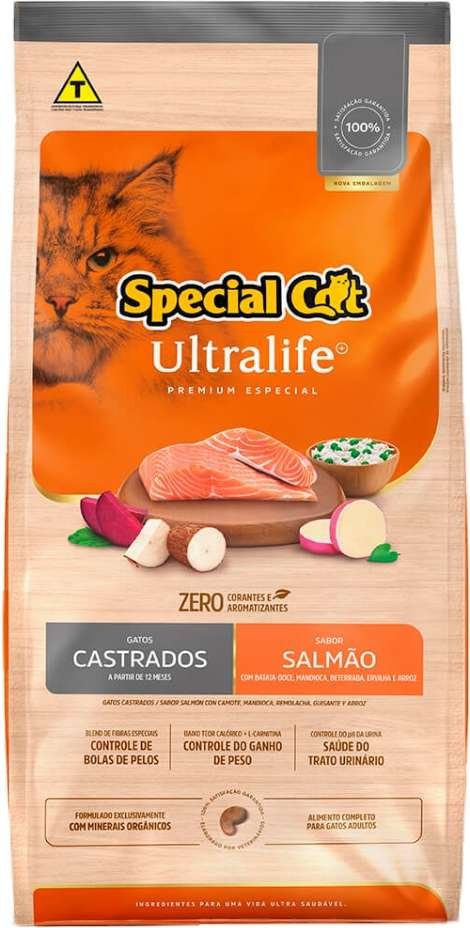 Ração Seca Special Cat Ultralife Salmão e Arroz para Gatos Castrados 1kg