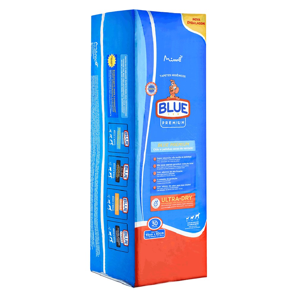 Tapete Higiênico Blue Premium 82x60cm para Cães 30 unidades