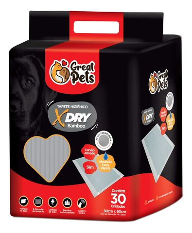Tapete Higiênico Great Pets X-Dry 30un, 80x60