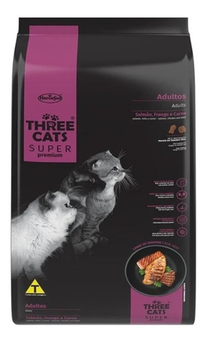 Three Cats Adultos Salmão Frango Carne 3kg