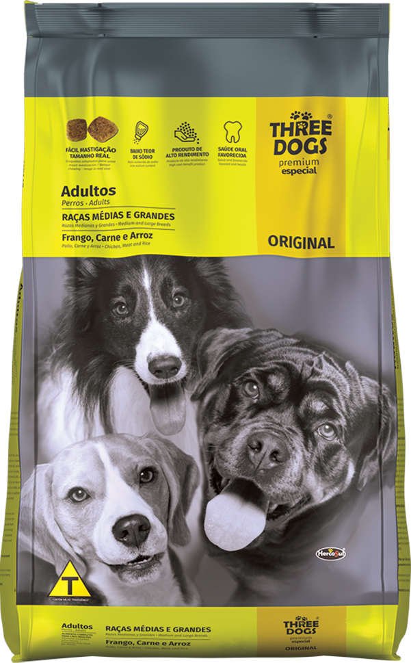 Three Dogs Original Adultos Raças Médias E Grandes 10,1kg
