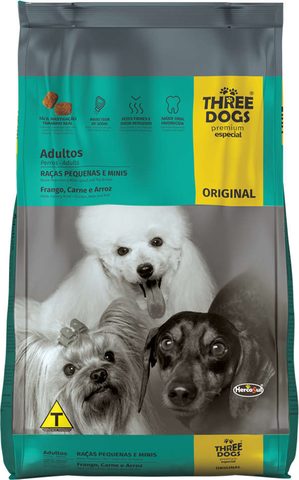 Ração Three Dogs Original Frango, Carne e Arroz para Cães Adultos Raças Pequenas e Mini 15kg