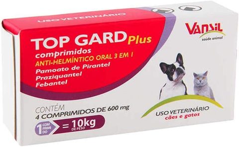 Vermífugo Top Gard Plus 600mg 10kg