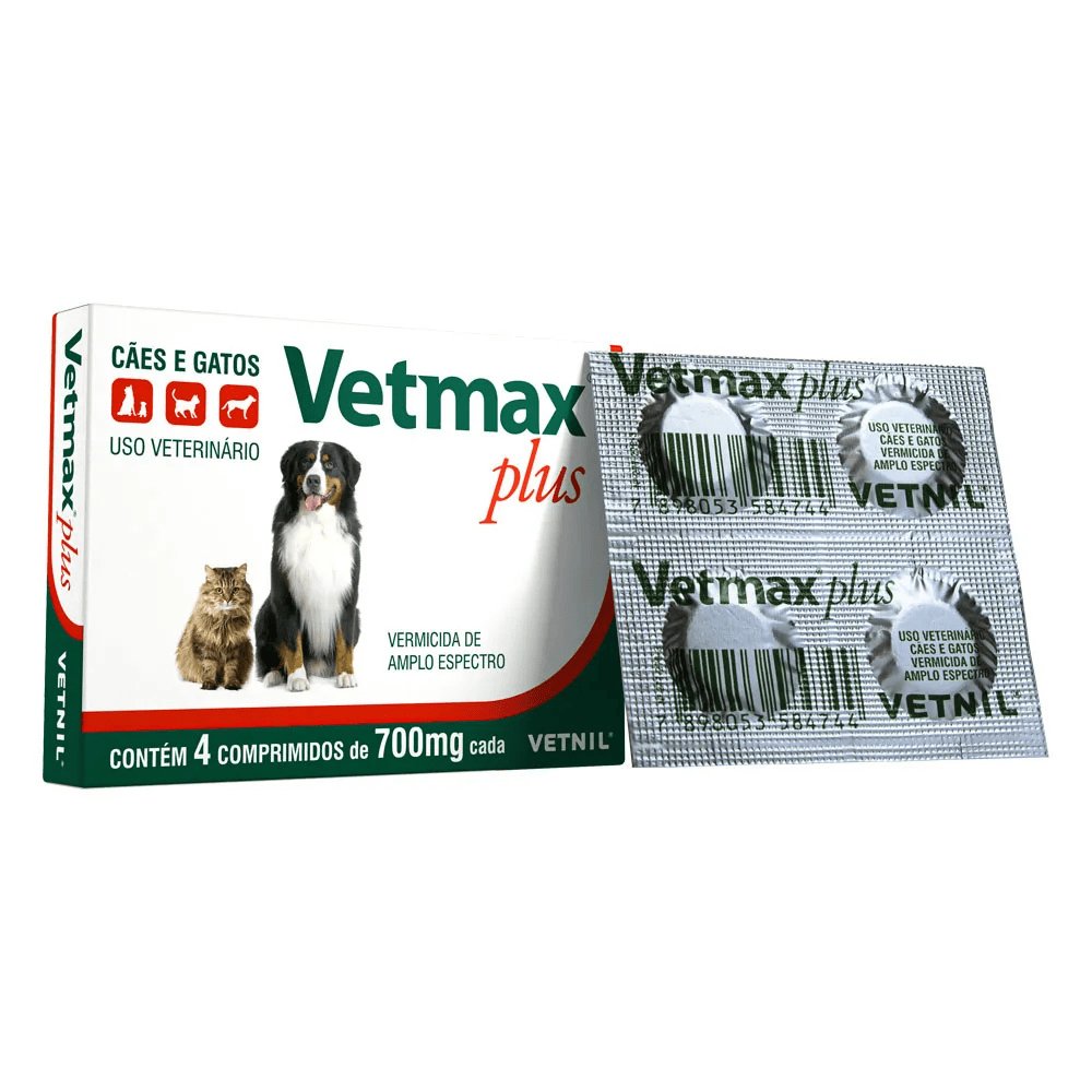 Vermífugo Vetnil Vetmax Plus 700 mg 4 Comprimidos