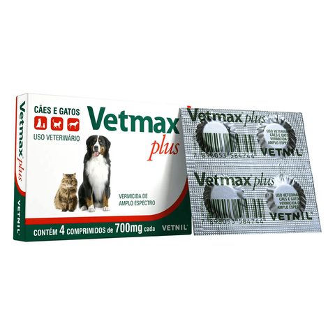 Vermífugo Vetnil Vetmax Plus 700 mg 4 Comprimidos