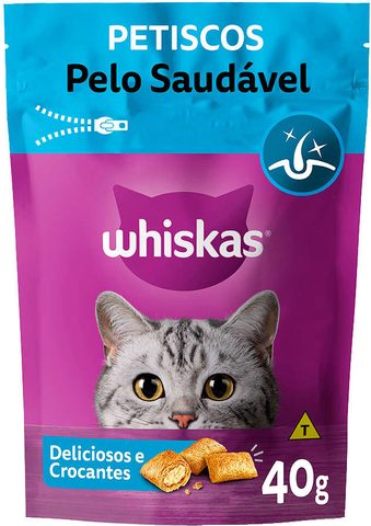 Petisco Whiskas Temptations Pelo Saudável para Gatos Adultos 40 Gr