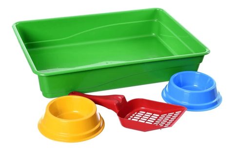 Kit Higiênico Para Gato, 4 Peças Cor Verde