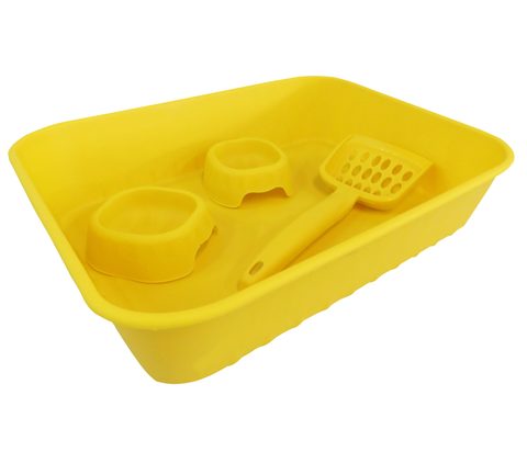 Kit Bandeja Happy Cat, Amarelo