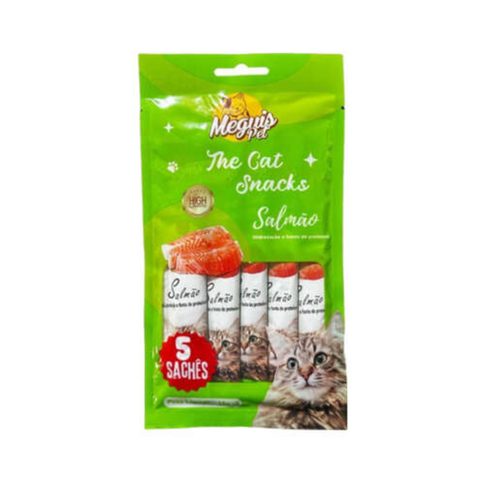 Cat Snack Meguis Pet Salmão, 5 Unidades De 15g