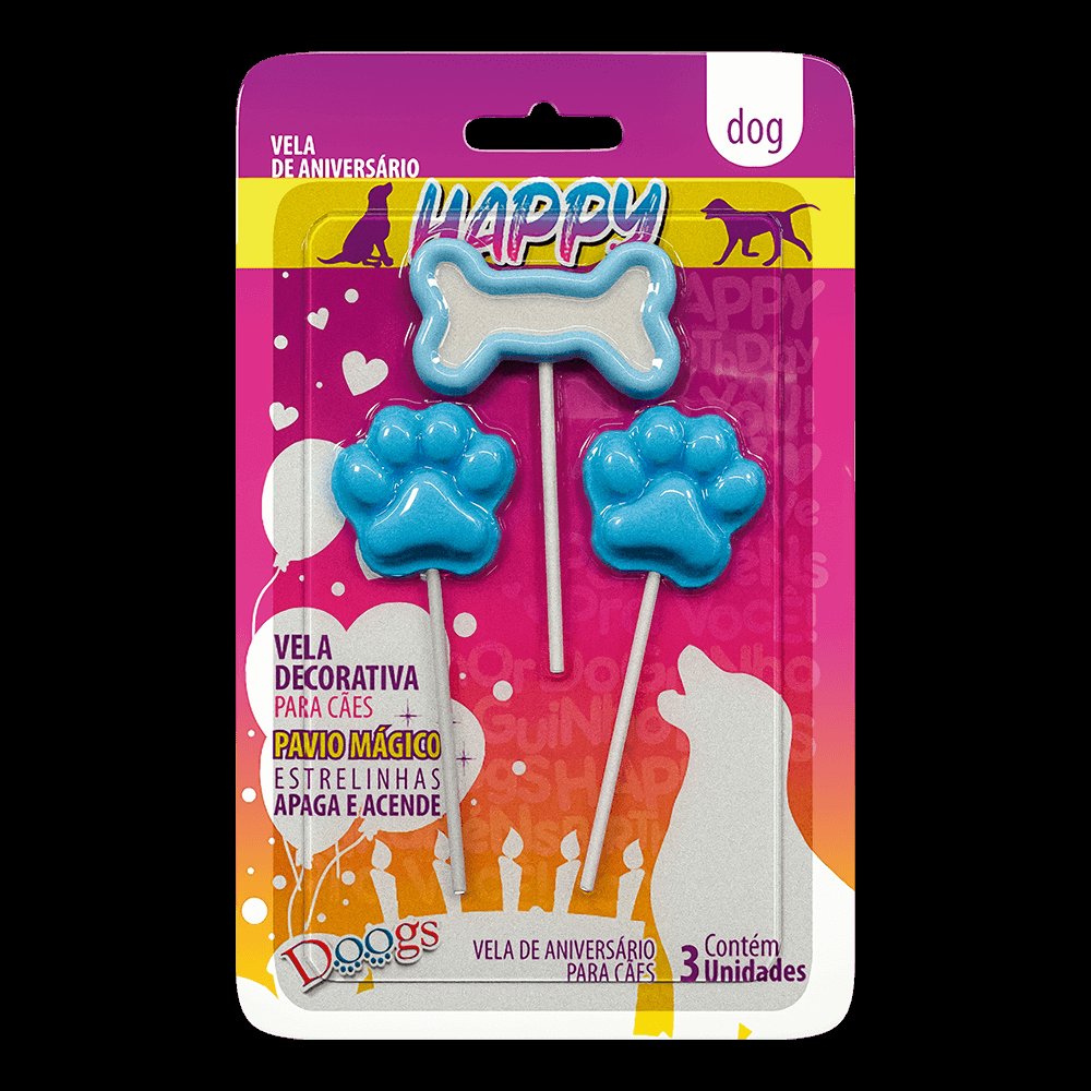 Vela Happy Dog Azul
