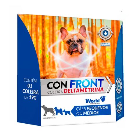 Coleira Antiparasitária ConFront Deltametrina para Cães Pequenos e Médios, 19g