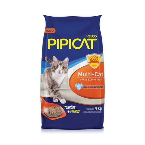 Areia Higiênica Pipicat Multicat para Gatos 4kg