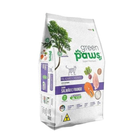 Ração Green Paws Gatos Castrados Paladares Exigentes Salmão e Frango 1,5kg