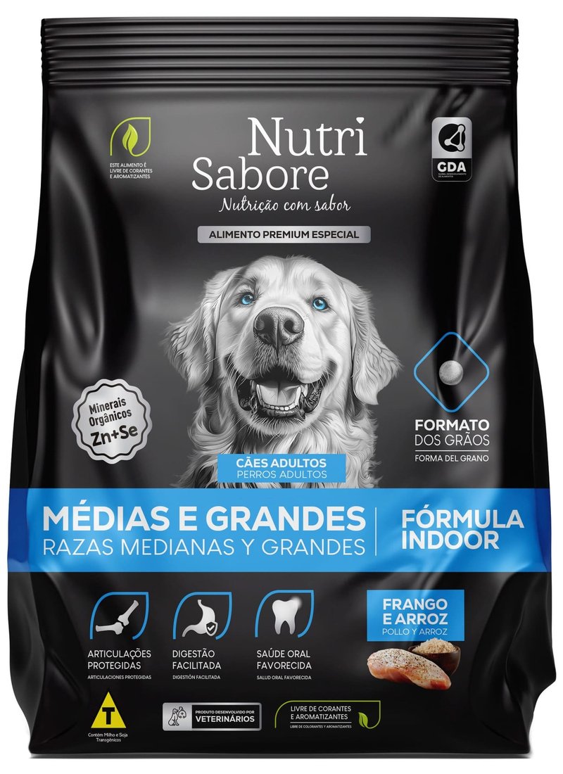 Ração Nutri Sabore Cães Adultos Raças Médias e Grandes Frango e Arroz 10,1kg